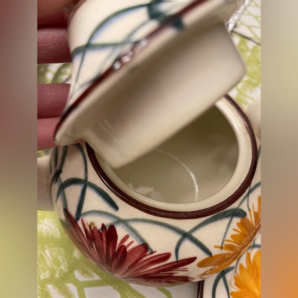 Stunning Vintage Handpainted Tea Pot and 5 matching plates - Picture 2 of 6